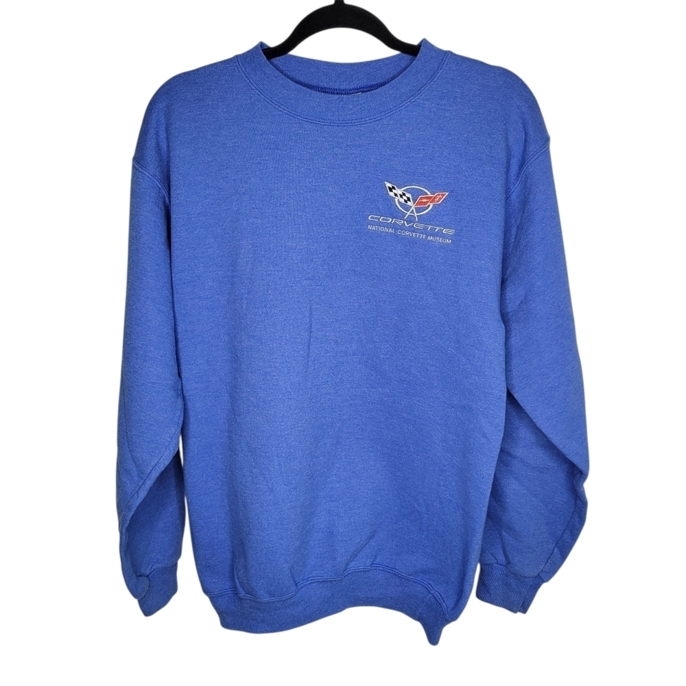 Vintage Y2K Corvette Museum Crewneck Sweatshirt In Blue Size Small